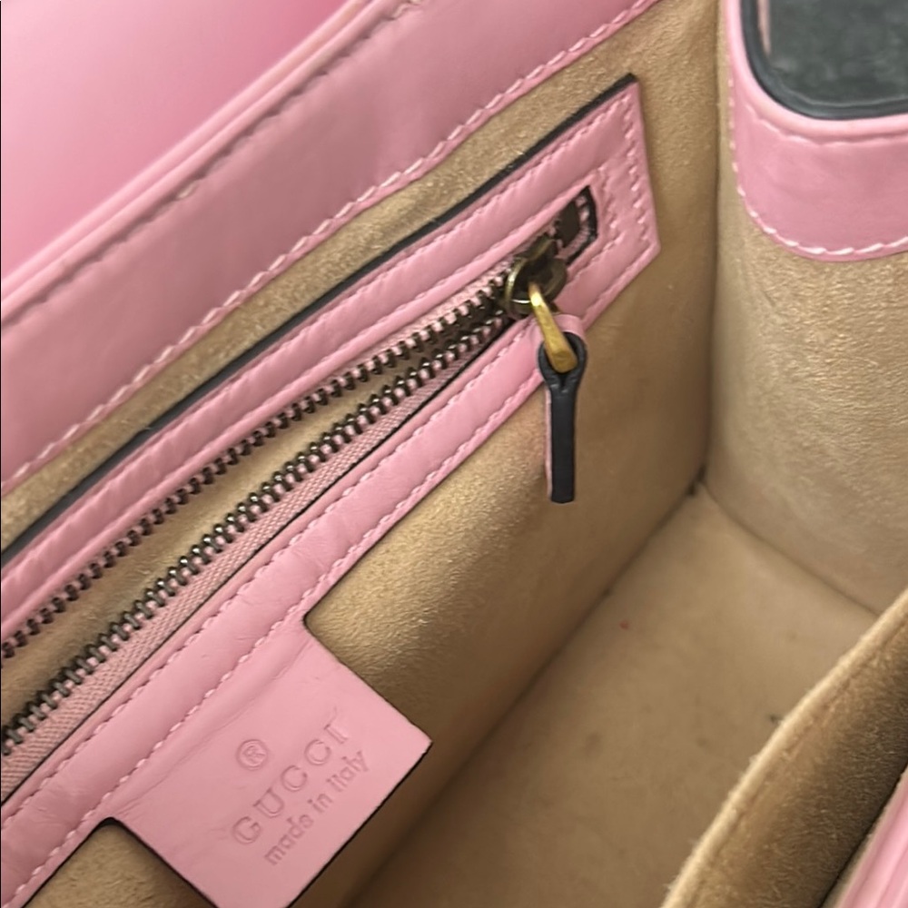 . GUCCI Queen Margaret Pink Bee Lea Satchel; - Picture 12 of 15